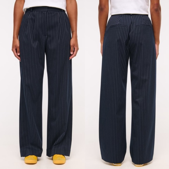 Abercrombie & Fitch Pants - Abercrombie & Fitch Sloane Trousers Navy Stripe Preppy Work Wear Womens XS Short